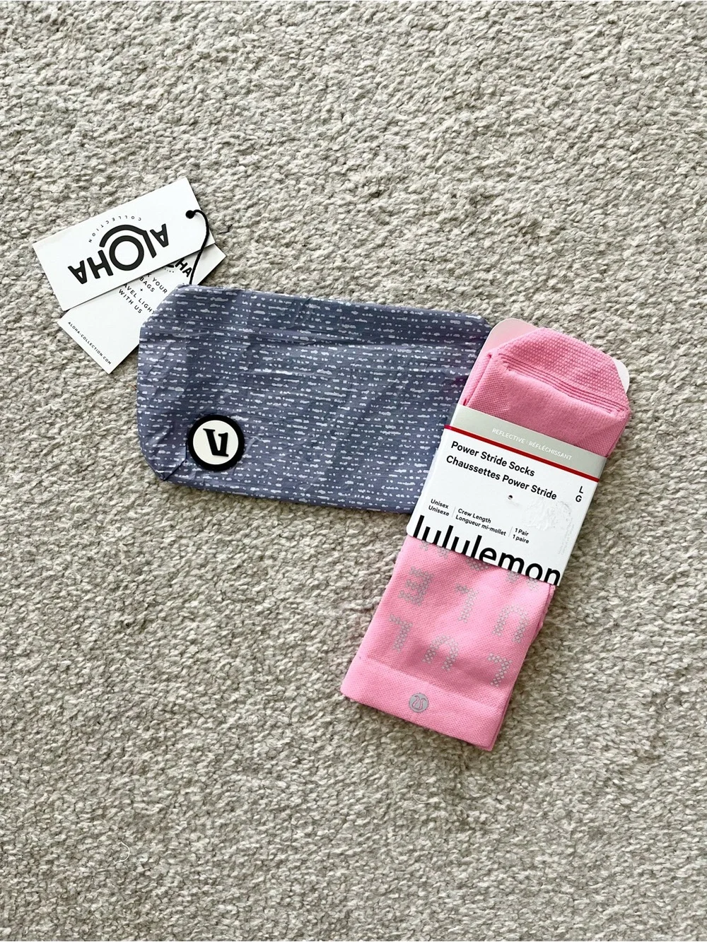 NWT Vuori x Aloha Pouch and Pink Lululemon Crew Socks Size Large